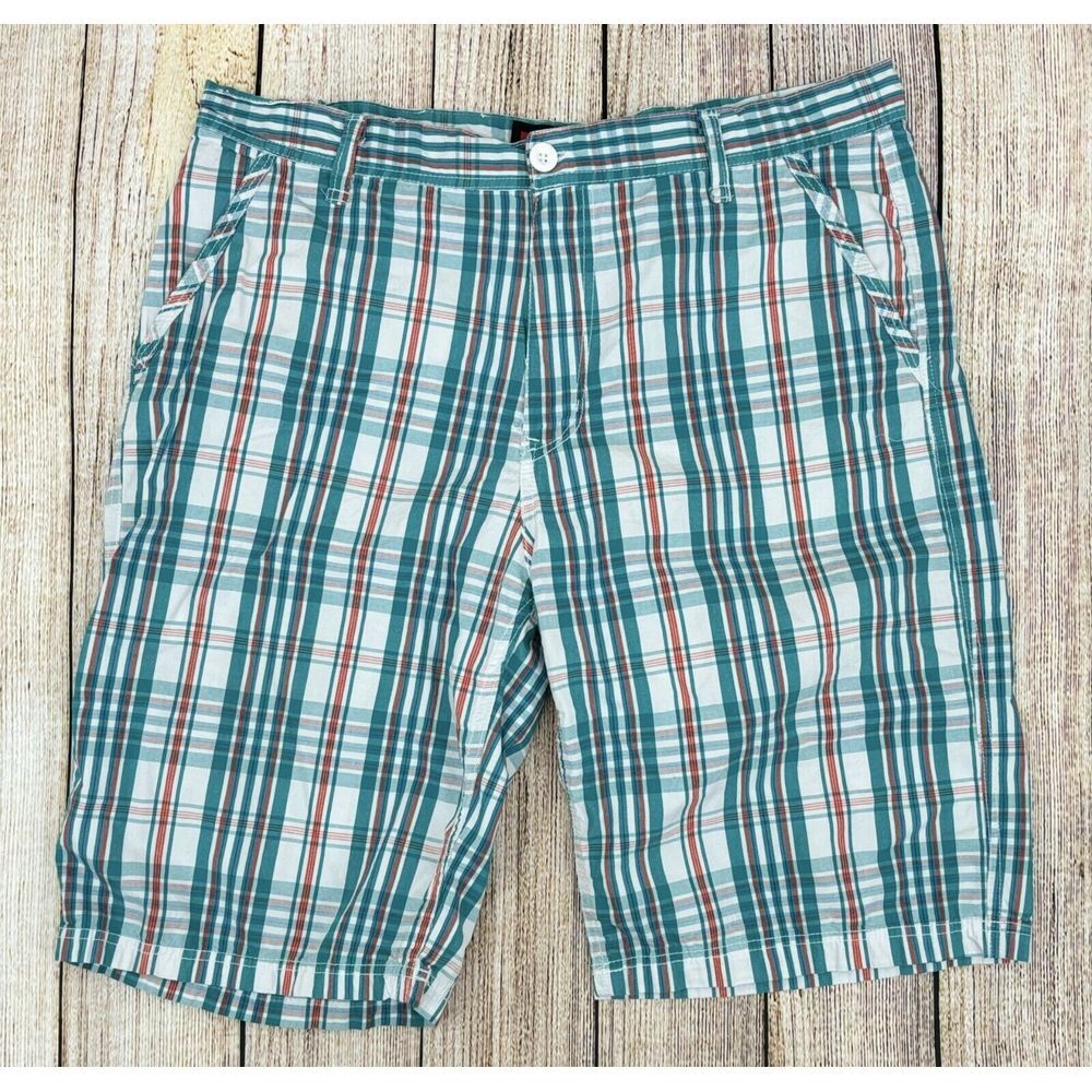 Southpole Shorts Mens Size 36 Aqua Orange Flat Front Chino Casual Miami Dolphins